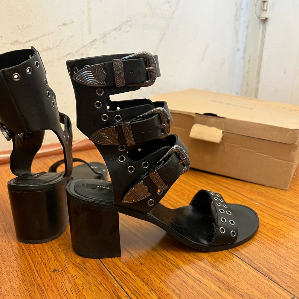 Mango studded western heeled sandals Size 6 - Picture 2 of 6